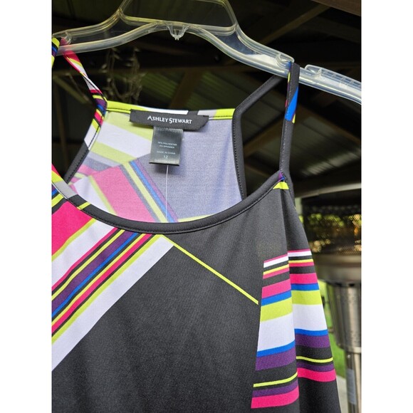 Ashley Stewart Women's Tank Top Flare Multi Color Peplum Racerback NWT Size 12 - Picture 6 of 6